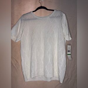 Alfred Dunner White Short Sleeve Top